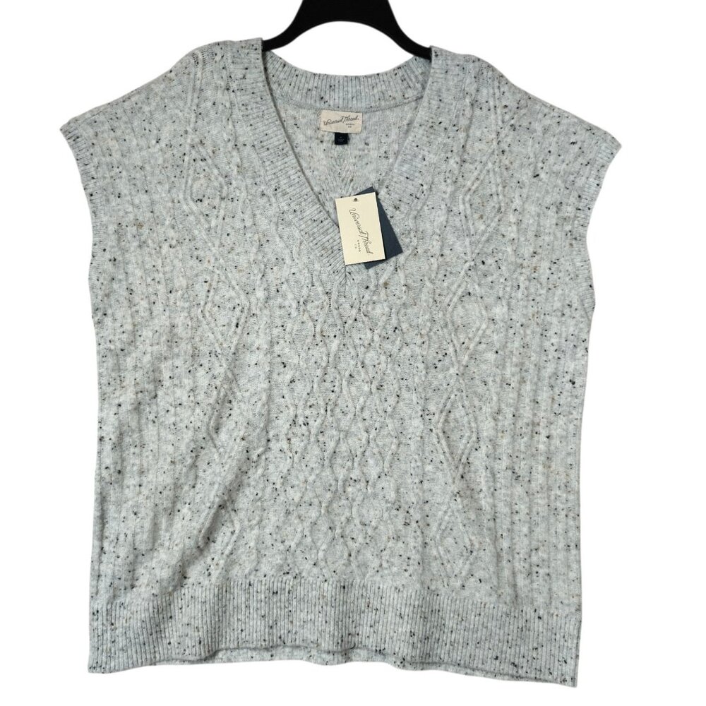 Women's Cable Sweater Vest Gray V-Neck Sleeveless Universal Thread Large